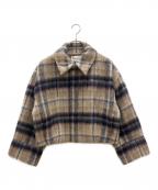 Cynicalシニカル）の古着「ジャギーチェックショートジャケットコート」｜ベージュ×ブラック