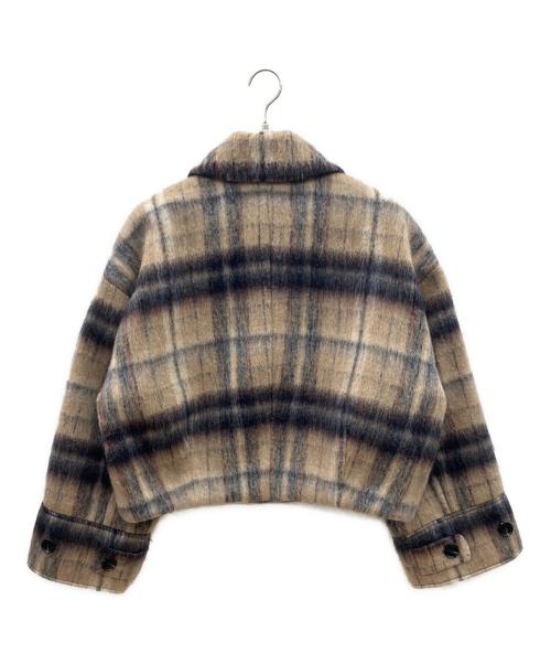 Cynical（シニカル）Cynical (シニカル) ジャギーチェックショートジャケットコート ベージュ×ブラック サイズ:2の古着・服飾アイテム