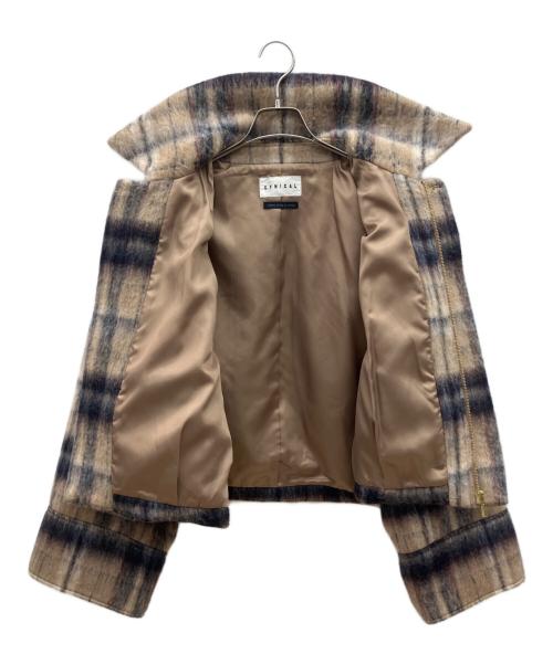 Cynical（シニカル）Cynical (シニカル) ジャギーチェックショートジャケットコート ベージュ×ブラック サイズ:2の古着・服飾アイテム