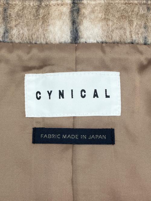 Cynical（シニカル）Cynical (シニカル) ジャギーチェックショートジャケットコート ベージュ×ブラック サイズ:2の古着・服飾アイテム