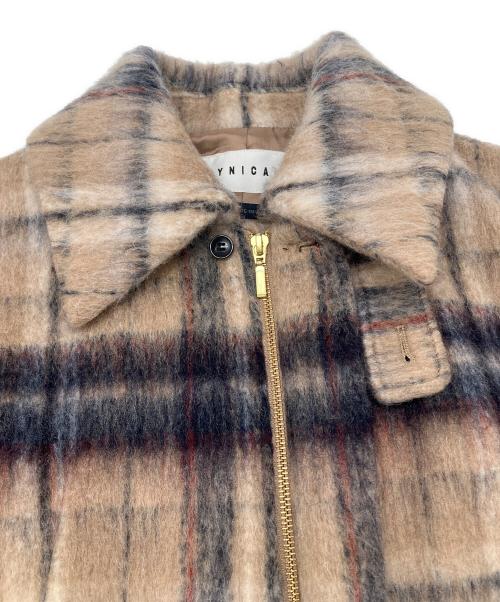 Cynical（シニカル）Cynical (シニカル) ジャギーチェックショートジャケットコート ベージュ×ブラック サイズ:2の古着・服飾アイテム