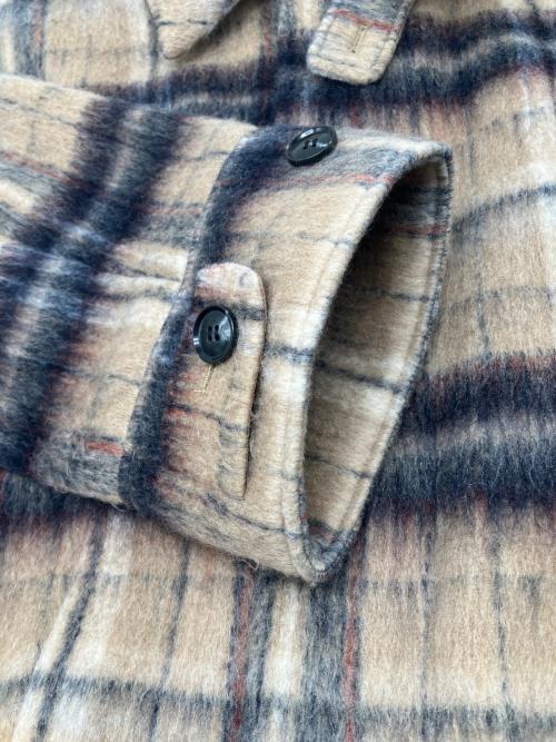 Cynical（シニカル）Cynical (シニカル) ジャギーチェックショートジャケットコート ベージュ×ブラック サイズ:2の古着・服飾アイテム
