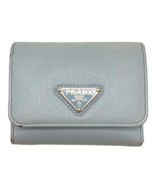 PRADA（プラダ）PRADA (プラダ) 3つ折り財布 スカイブルーの古着・服飾アイテム