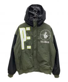 X-LARGE×PUBLIC ENEMY（エクストララージ×パブリック エネミー）の古着「中綿ジャケット」｜カーキ×ブラック
