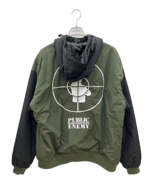 X-LARGE（エクストララージ）X-LARGE (エクストララージ) PUBLIC ENEMY (パブリック エネミー) 中綿ジャケット カーキ×ブラック サイズ:XLの古着・服飾アイテム