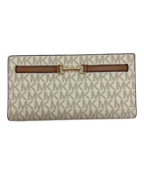 MICHAEL KORS（マイケルコース）MICHAEL KORS (マイケルコース) 長財布 ホワイト×ブラウンの古着・服飾アイテム