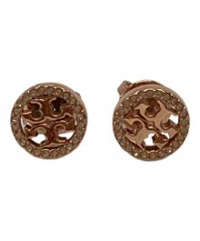 TORY BURCH（トリーバーチ）の古着「ミラー パヴェ スタッド Rose Gold/Crystal　ピアス」