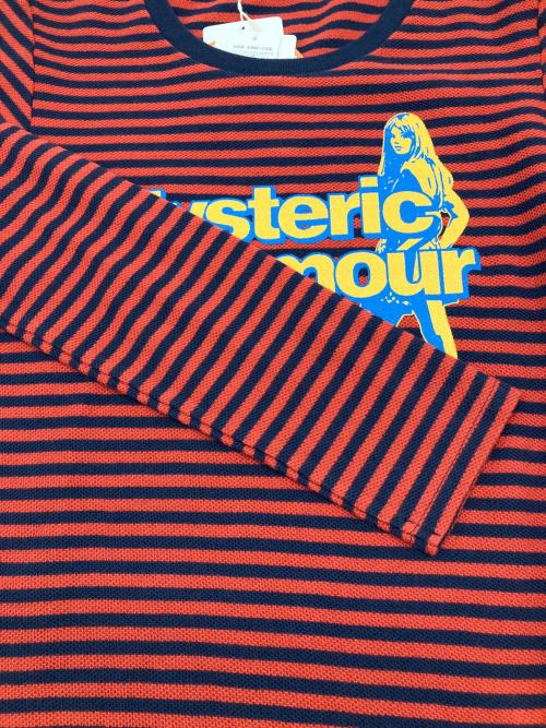 Hysteric Glamour（ヒステリックグラマー）Hysteric Glamour (ヒステリックグラマー) 長袖カットソー　Y2K レッド×ネイビー サイズ:FREEの古着・服飾アイテム