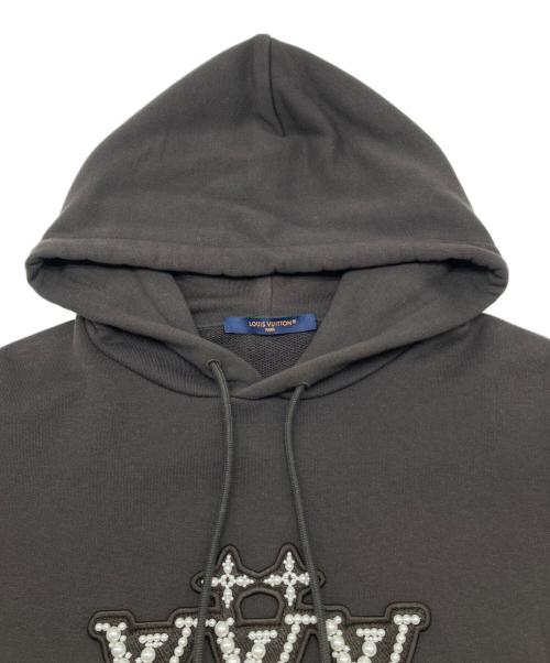 LOUIS VUITTON（ルイ ヴィトン）LOUIS VUITTON (ルイ ヴィトン) パールエンベリッシュド プルオーバーパーカー ブラック サイズ:Ｍの古着・服飾アイテム