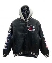 Champion×SUPREME（チャンピオン×シュプリーム）の古着「Hooded Satin Varsity Jacket　18AW」｜ブラック