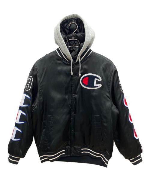 Champion（チャンピオン）Champion (チャンピオン) SUPREME (シュプリーム) Hooded Satin Varsity Jacket　18AW ブラック サイズ:Ｍの古着・服飾アイテム