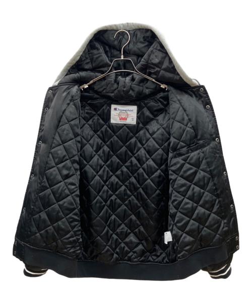 Champion（チャンピオン）Champion (チャンピオン) SUPREME (シュプリーム) Hooded Satin Varsity Jacket　18AW ブラック サイズ:Ｍの古着・服飾アイテム