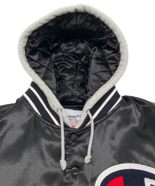 Champion（チャンピオン）Champion (チャンピオン) SUPREME (シュプリーム) Hooded Satin Varsity Jacket　18AW ブラック サイズ:Ｍの古着・服飾アイテム