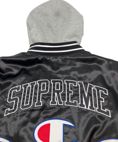Champion（チャンピオン）Champion (チャンピオン) SUPREME (シュプリーム) Hooded Satin Varsity Jacket　18AW ブラック サイズ:Ｍの古着・服飾アイテム