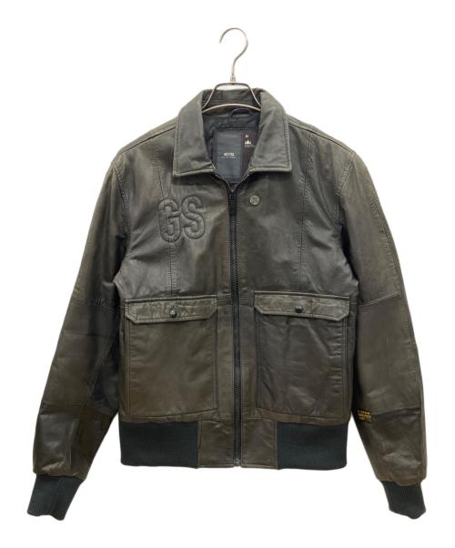 G-STAR RAW（ジースターロゥ）G-STAR RAW (ジースターロゥ) レザージャケット オリーブ×ブラック サイズ:Ｍの古着・服飾アイテム