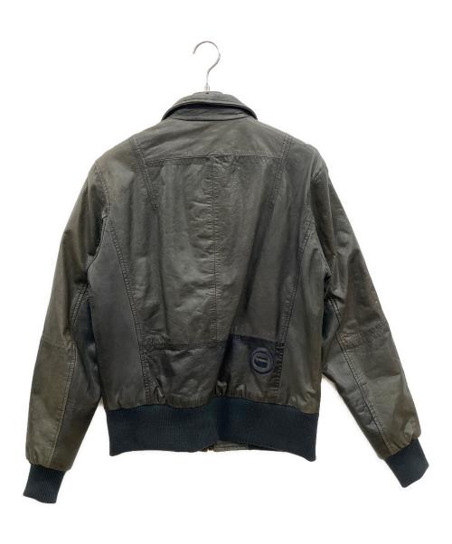 G-STAR RAW（ジースターロゥ）G-STAR RAW (ジースターロゥ) レザージャケット オリーブ×ブラック サイズ:Ｍの古着・服飾アイテム