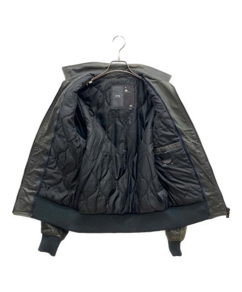 G-STAR RAW（ジースターロゥ）G-STAR RAW (ジースターロゥ) レザージャケット オリーブ×ブラック サイズ:Ｍの古着・服飾アイテム