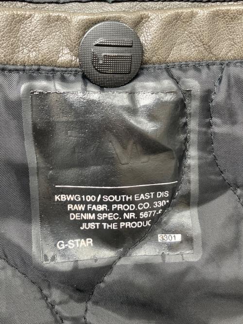G-STAR RAW（ジースターロゥ）G-STAR RAW (ジースターロゥ) レザージャケット オリーブ×ブラック サイズ:Ｍの古着・服飾アイテム