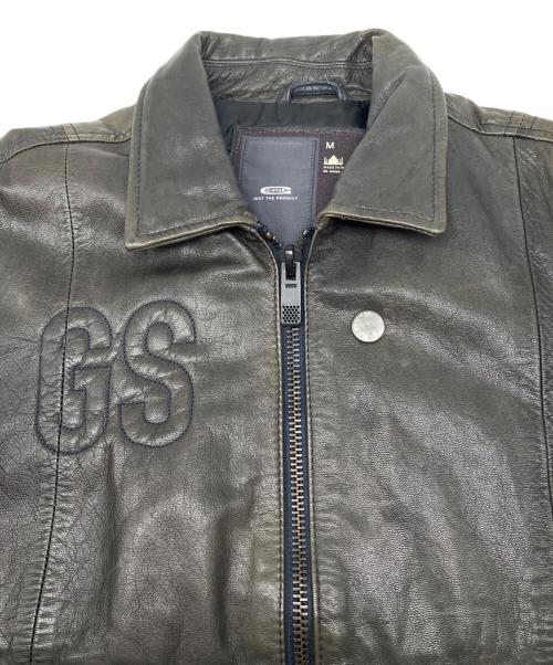 G-STAR RAW（ジースターロゥ）G-STAR RAW (ジースターロゥ) レザージャケット オリーブ×ブラック サイズ:Ｍの古着・服飾アイテム