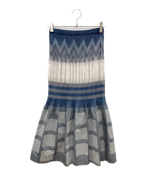ISSEY MIYAKE FETE（イッセイミヤケフェット）ISSEY MIYAKE FETE (イッセイミヤケフェット) プリーツスカート　2008年モデル ブルー×グレー×ホワイト サイズ:2の古着・服飾アイテム