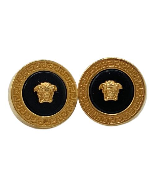VERSACE（ヴェルサーチ）VERSACE (ヴェルサーチ) メドゥーサモチーフピアス ブラック×ゴールドカラーの古着・服飾アイテム