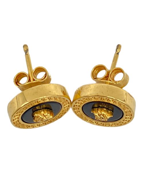 VERSACE（ヴェルサーチ）VERSACE (ヴェルサーチ) メドゥーサモチーフピアス ブラック×ゴールドカラーの古着・服飾アイテム