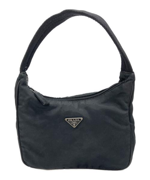 PRADA（プラダ）PRADA (プラダ) トライアングルロゴプレート　ハンドポーチ ブラックの古着・服飾アイテム