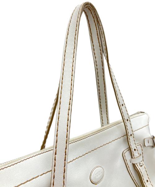 TOD'S（トッズ）TOD'S (トッズ) レザートートバッグ ホワイトの古着・服飾アイテム