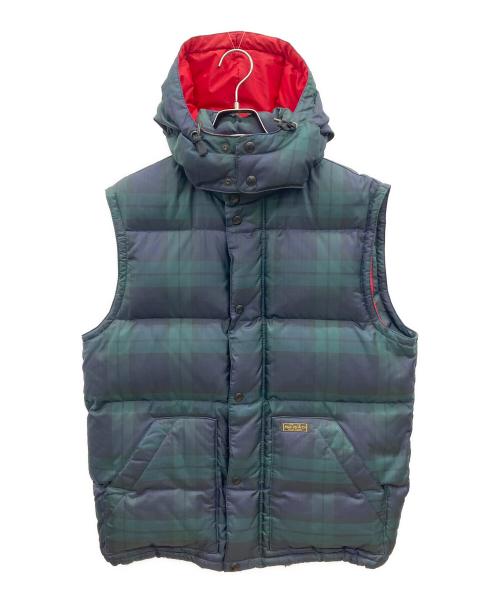 POLO RALPH LAUREN（ポロ・ラルフローレン）POLO RALPH LAUREN (ポロ・ラルフローレン) ダウンベスト グリーン×レッド サイズ:Lの古着・服飾アイテム