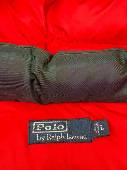 POLO RALPH LAUREN（ポロ・ラルフローレン）POLO RALPH LAUREN (ポロ・ラルフローレン) ダウンベスト グリーン×レッド サイズ:Lの古着・服飾アイテム