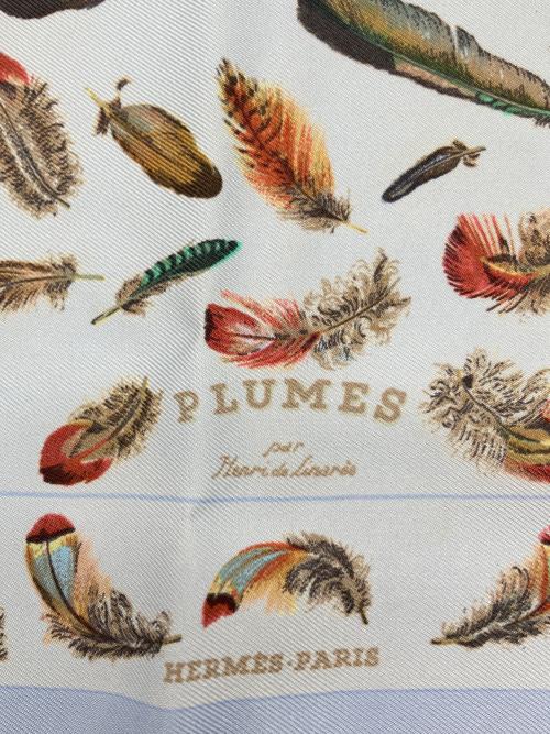 HERMES（エルメス）HERMES (エルメス) シルクスカーフ 	PLUMES(プルームズ) スカイブルーの古着・服飾アイテム