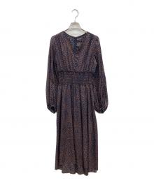 Loungedress（ラウンジドレス）の古着「長袖ワンピース」｜ネイビー×ブラウン