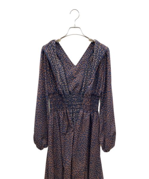 Loungedress（ラウンジドレス）Loungedress (ラウンジドレス) 長袖ワンピース ネイビー×ブラウン サイズ:Fの古着・服飾アイテム