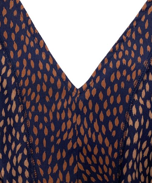 Loungedress（ラウンジドレス）Loungedress (ラウンジドレス) 長袖ワンピース ネイビー×ブラウン サイズ:Fの古着・服飾アイテム