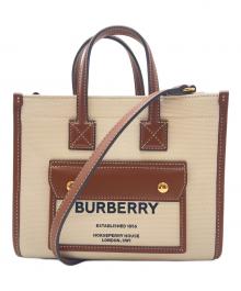 BURBERRY（バーバリー）の古着「ミニフレヤトート」｜ベージュ×ブラウン