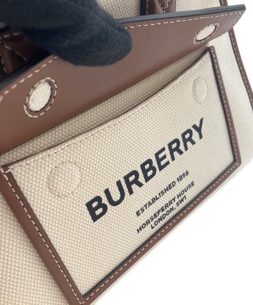 BURBERRY（バーバリー）BURBERRY (バーバリー) ミニフレヤトート ベージュ×ブラウンの古着・服飾アイテム