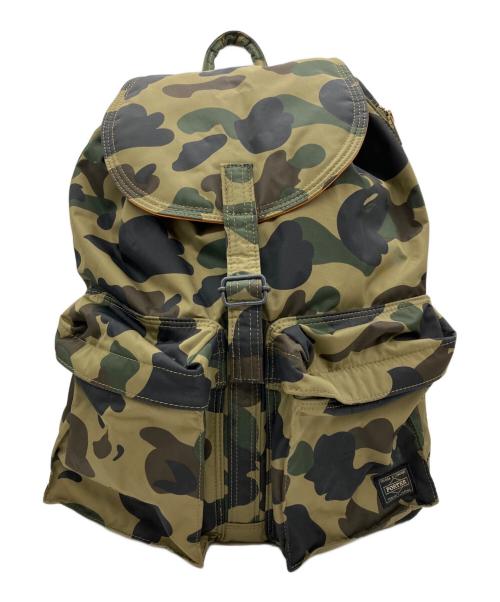 PORTER（ポーター）PORTER (ポーター) A BATHING APE (アベイシングエイプ) リュック グリーン×ブラックの古着・服飾アイテム