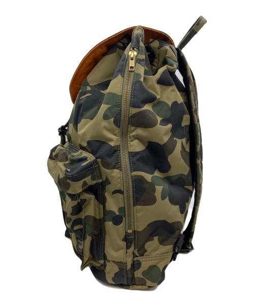 PORTER（ポーター）PORTER (ポーター) A BATHING APE (アベイシングエイプ) リュック グリーン×ブラックの古着・服飾アイテム