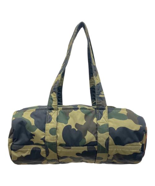 PORTER（ポーター）PORTER (ポーター) A BATHING APE (アベイシングエイプ) ミニボストンバッグ グリーン×ブラックの古着・服飾アイテム