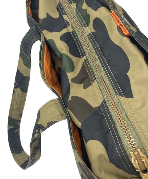 PORTER（ポーター）PORTER (ポーター) A BATHING APE (アベイシングエイプ) ミニボストンバッグ グリーン×ブラックの古着・服飾アイテム