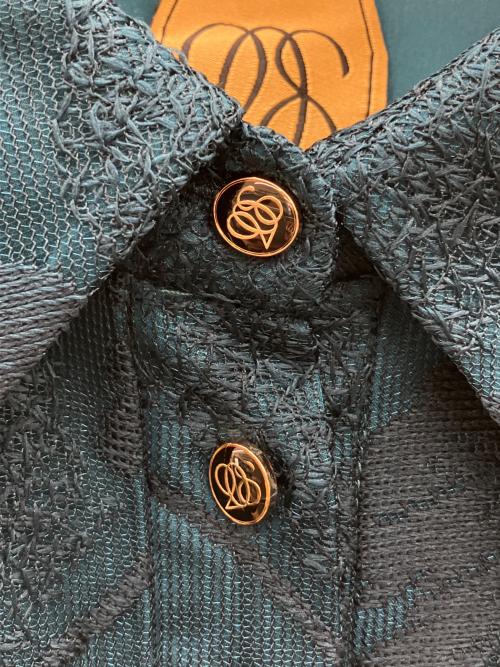 Tnewties（トゥエンティーズ）Tnewties (トゥエンティーズ) 半袖ブラウス　屋根の上でブランチ ブルー サイズ:Sの古着・服飾アイテム
