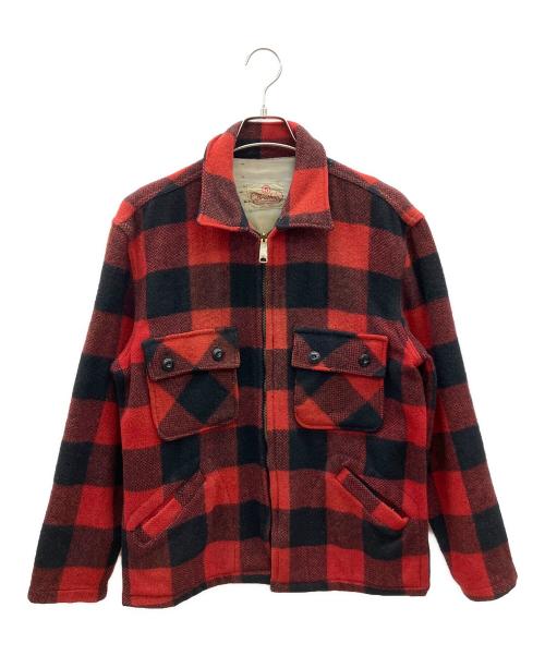 FIVE BROTHER（ファイブブラザー）FIVE BROTHER (ファイブブラザー) チェックジップジャケット レッド×ブラック サイズ:不明の古着・服飾アイテム
