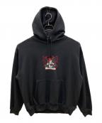 HUFハフ）の古着「プルオーバーパーカー　CHAOS HOODIE」｜ブラック
