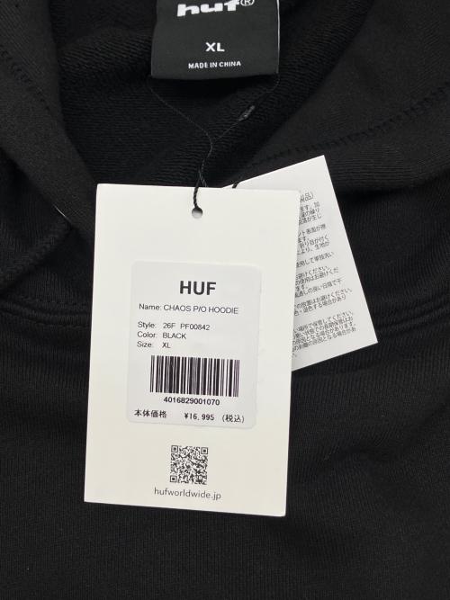 HUF（ハフ）HUF (ハフ) プルオーバーパーカー　CHAOS HOODIE ブラック サイズ:XLの古着・服飾アイテム