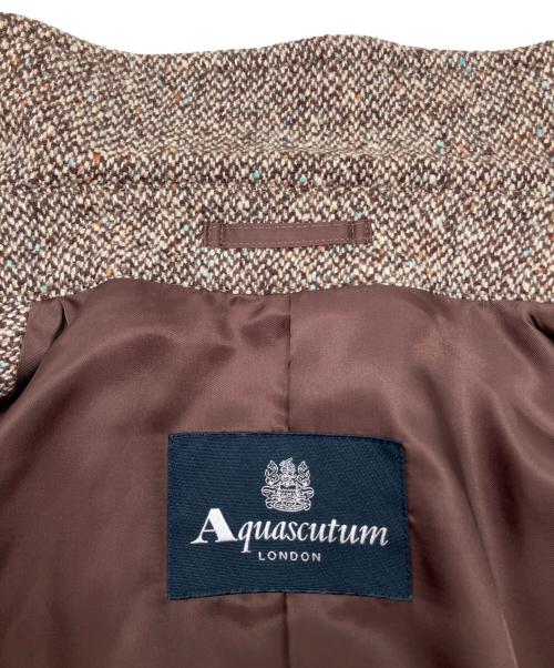 Aquascutum（アクアスキュータム）Aquascutum (アクアスキュータム) ツイードコート ブラウン サイズ:7Fの古着・服飾アイテム