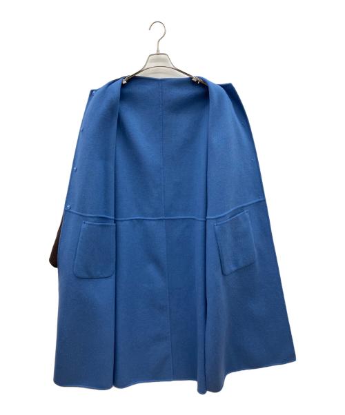 SIMPLICITE（シンプリシテ）SIMPLICITE (シンプリシテ) ノーカラーコート　2025年モデル ブラウン×ブルー サイズ:Ｍの古着・服飾アイテム