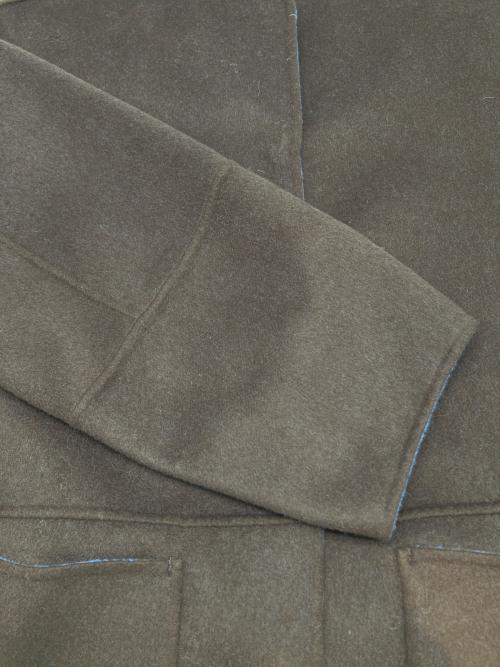 SIMPLICITE（シンプリシテ）SIMPLICITE (シンプリシテ) ノーカラーコート　2025年モデル ブラウン×ブルー サイズ:Ｍの古着・服飾アイテム