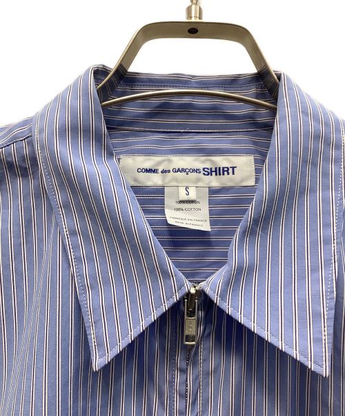 COMME des GARCONS（コムデギャルソン）COMME des GARCONS (コムデギャルソン) ジップアップシャツ ブルー×ホワイト サイズ:Sの古着・服飾アイテム