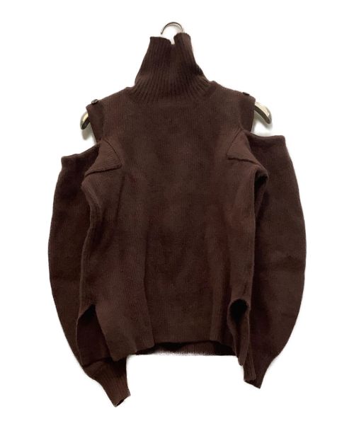 FRAY ID（フレイ アイディー）FRAY ID (フレイ アイディー) ボタンレイヤードニットプルオーバー ブラウン サイズ:FREEの古着・服飾アイテム