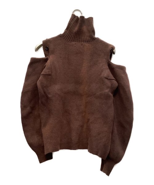 FRAY ID（フレイ アイディー）FRAY ID (フレイ アイディー) ボタンレイヤードニットプルオーバー ブラウン サイズ:FREEの古着・服飾アイテム